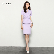 西装套装女2025夏季新款时尚短袖套裙正装紫色西服外套正装工作服