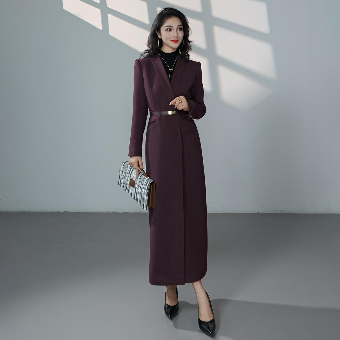 职业连衣裙女2026新款气质女神范长袖西装裙收腰显瘦工作裙