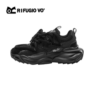 RIFUGIO VO'厚底黑色老爹鞋新款春秋增高休闲百搭情侣爆款运动鞋
