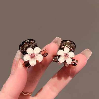 气质甜美撞色水钻花迷你小抓夹刘海夹碎发侧边夹抓夹高级感发夹女