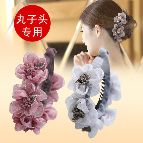 盘发器女懒人花朵蓬松丸子头饰