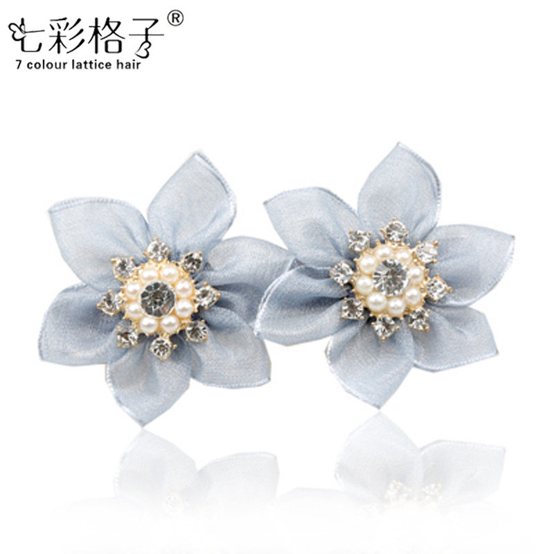 七彩格子头饰 布艺发卡韩国蝴蝶结发饰韩版饰品A0204