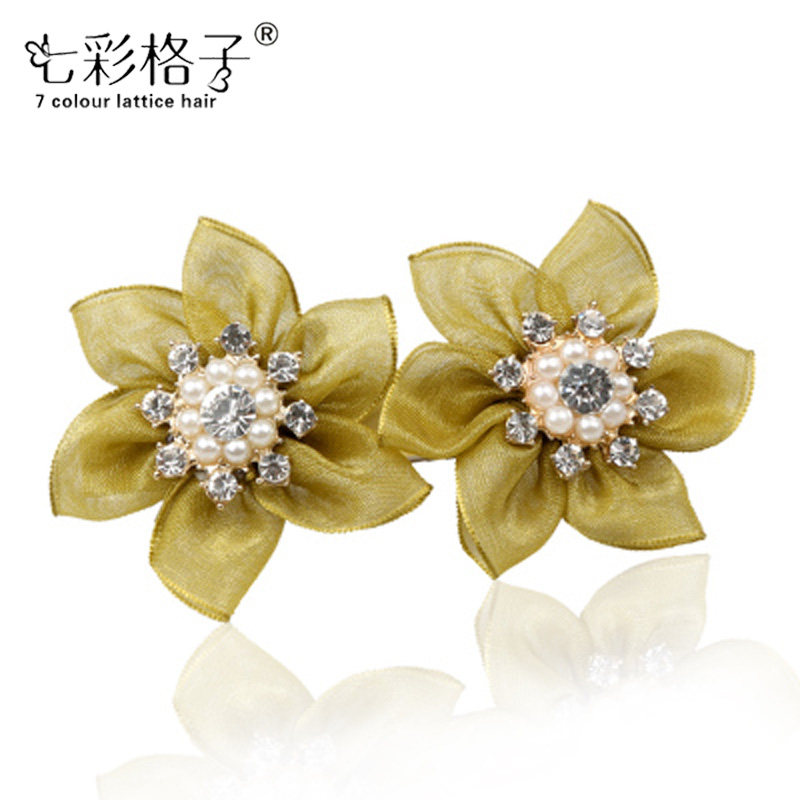 七彩格子头饰 布艺发卡韩国蝴蝶结发饰韩版饰品A0204