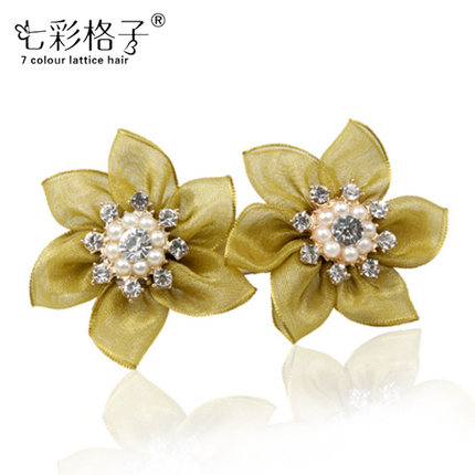 七彩格子头饰 布艺发卡韩国蝴蝶结发饰韩版饰品A0204