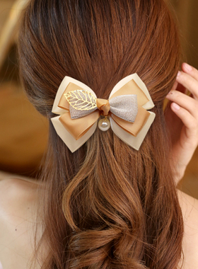 清新蝴蝶结发夹韩版头花扎头卡子仿珍珠吊坠发饰顶夹头饰品A0133