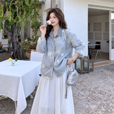 现货牛仔短外套网纱拼接2C512-1102-P155-K238，女装短外套，昱喆服饰