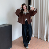 196现货短外套女格子拼接7008新款P165控258，女装短外套，昱喆服饰