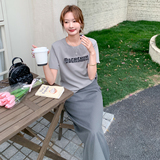 时尚套装休闲风时尚新款短袖显瘦气质洋气高腰百搭夏季开叉，女装套装/套裙，昱喆服饰