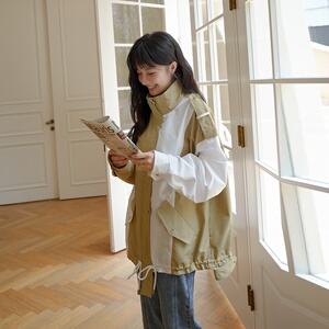 196现货 拼色风衣外套女 A153新款 P145 控198图片