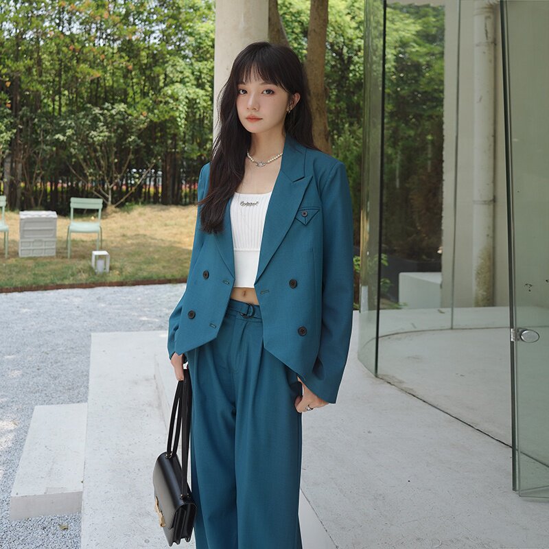 196现货西装套装蓝A113新款P145控198,女装西装,昱喆服饰