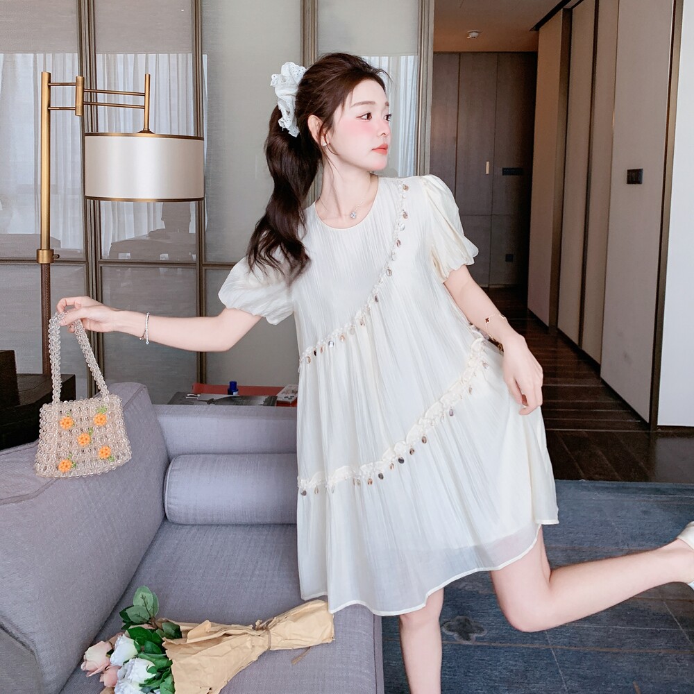 现货小个子短袖连衣裙女裙子2C512-1017新款-P125-控178，女装连衣裙，昱喆服饰