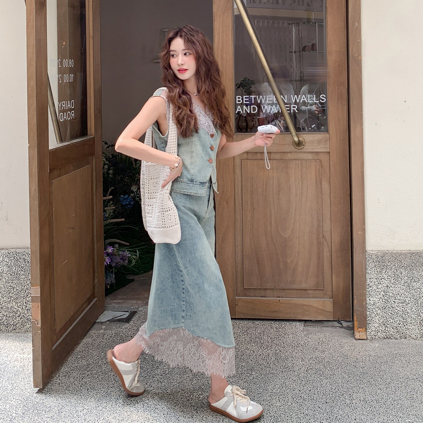 现货牛仔蕾丝拼接时尚套装2C512-1065新款-P175-控248，女装套装/套裙，昱喆服饰