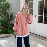 196现货假两件套头卫衣女A132藕粉P105控158，女装卫衣/绒衫，昱喆服饰