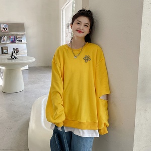 196出货 套头卫衣女假两件 A132柠檬黄 P105 控158图片