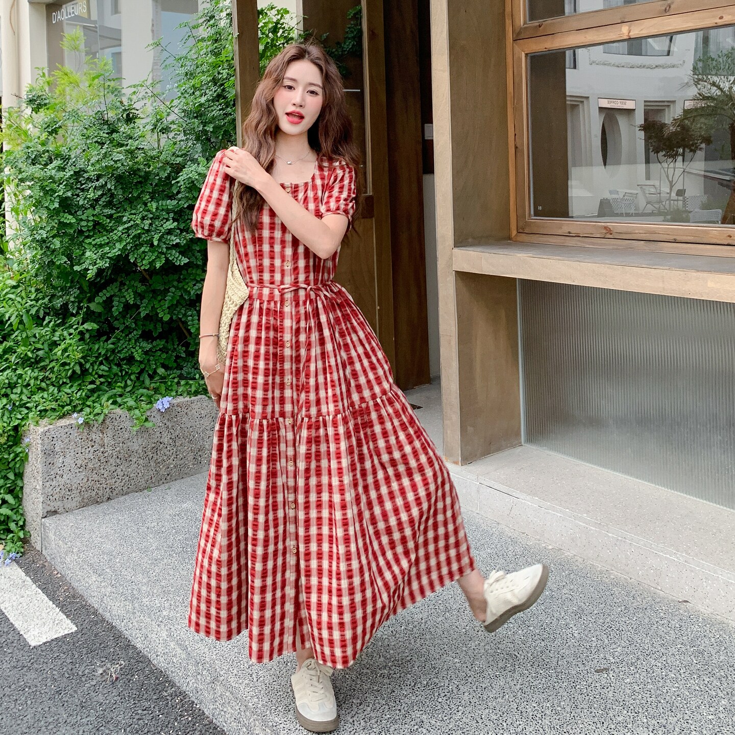 196现货格子连衣裙女裙子1066新款P135控198，女装连衣裙，昱喆服饰