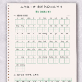 二年级下册看拼音写词语同步课业本练习本小学语文新部编人教版