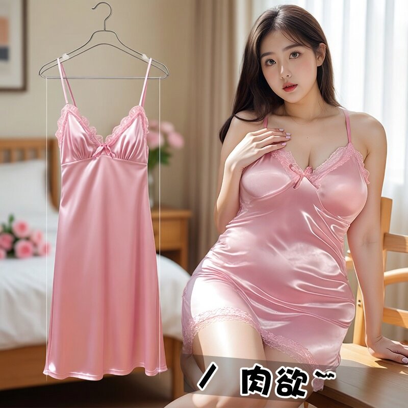 性感大码情趣内衣纯欲风吊带睡裙女薄款蕾丝心机开叉睡衣免脱套装