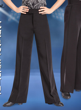 丹宝罗男士舞裤舞蹈裤拉丁舞摩登裤交谊舞阔腿裤黑色国标舞口袋裤