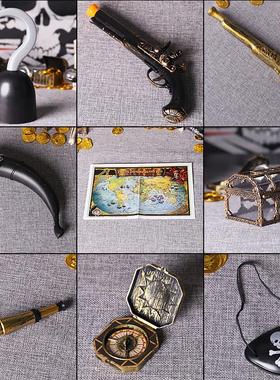 万圣节成人儿童海盗装扮道具加勒比海盗刀枪钩藏宝图海盗眼罩帽子