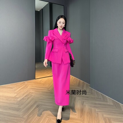 秋新款时尚套装女高级感气质显瘦西装小外套配高腰半身裙女两件套