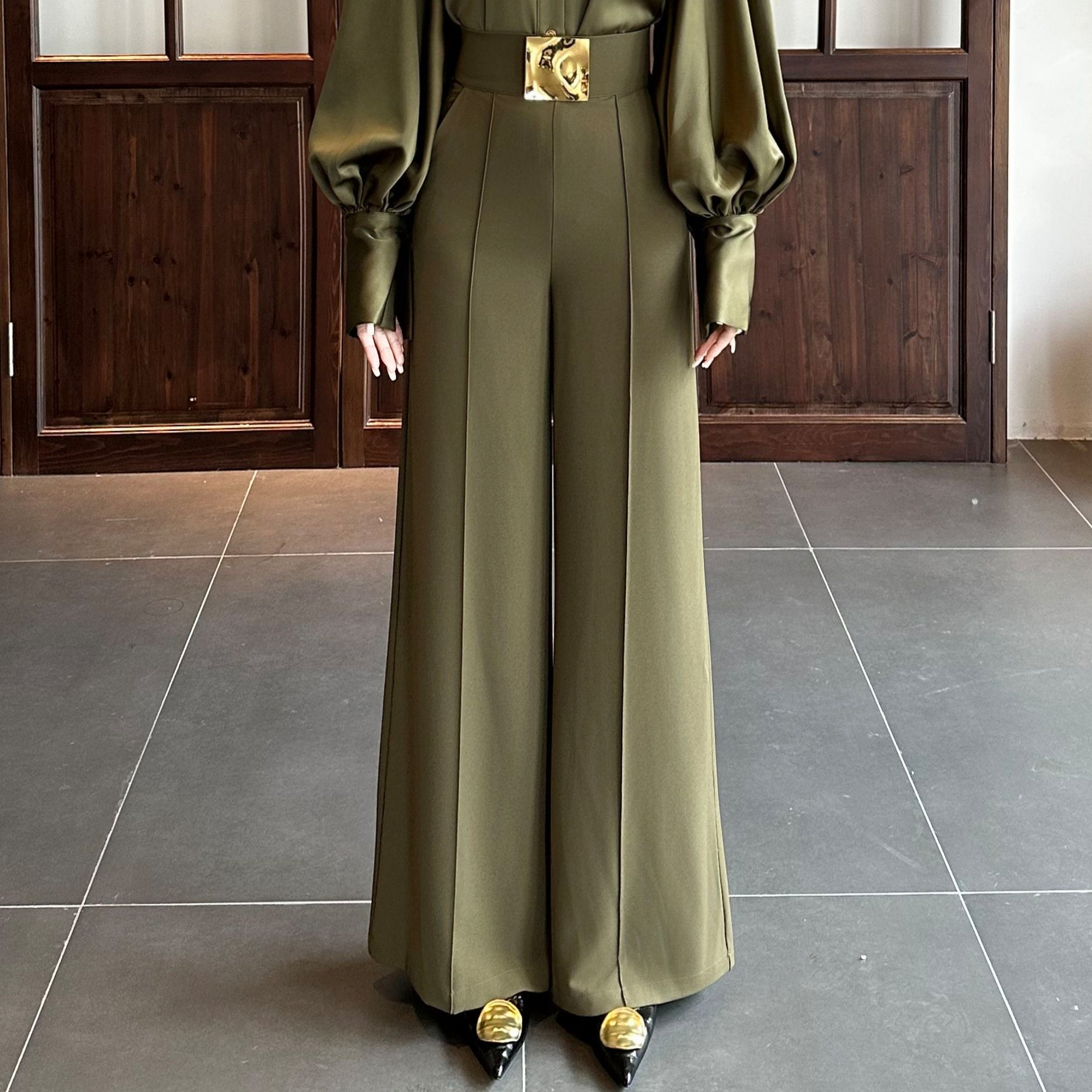 2026春秋季新款高级感高腰显瘦西装裤女修身显瘦垂感阔腿裤长裤