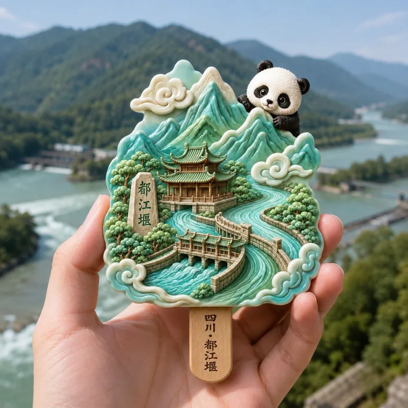 都江堰树脂浮雕磁吸冰箱贴四川成都文创旅游纪念品小礼品伴手礼