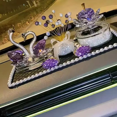 lkj太阳能旋摆件香薰旋转摆件水晶天鹅摆件高颜值新款正版diy手工