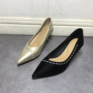 撤柜断码处理女鞋2026春季款时尚法式尖头浅口水钻通百搭气质女鞋