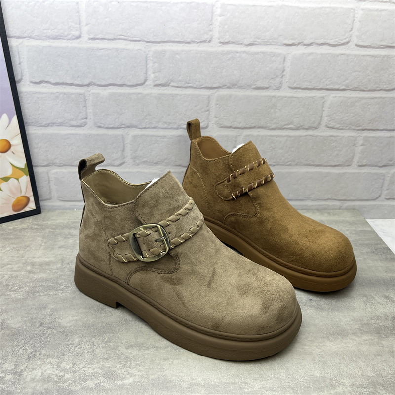 撤柜断码处理女鞋2025新款时尚厚底勃肯鞋女休闲皮带扣圆头高帮鞋