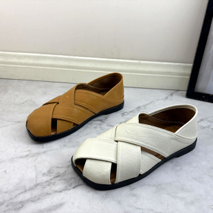 处理女鞋 休闲舒适编织平底一脚蹬罗马凉鞋 2026夏季 时尚 款 撤柜断码