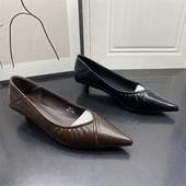 复古风尖头浅口低跟百搭舒适单鞋 撤柜断码 款 时尚 处理女鞋 2026春季