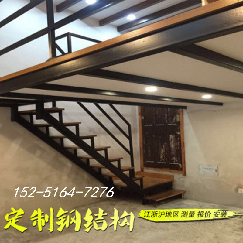 无锡苏州常州搭建商铺loft公寓钢结构阁楼平台货架二层工字钢楼梯