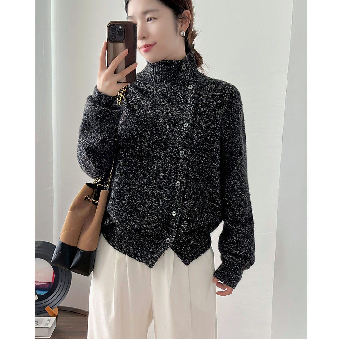 2025秋冬新款扣子羊毛针织衫开衫