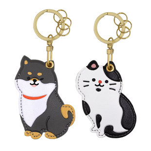 U-PICK原品生活奶牛猫咪皮革门禁卡套钥匙扣黑柴犬包包挂件钥匙圈