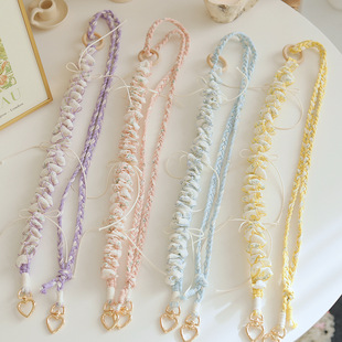 糖果色花边蕾丝手机链 多用途爱心扣可调节包包背带防丢挂绳1