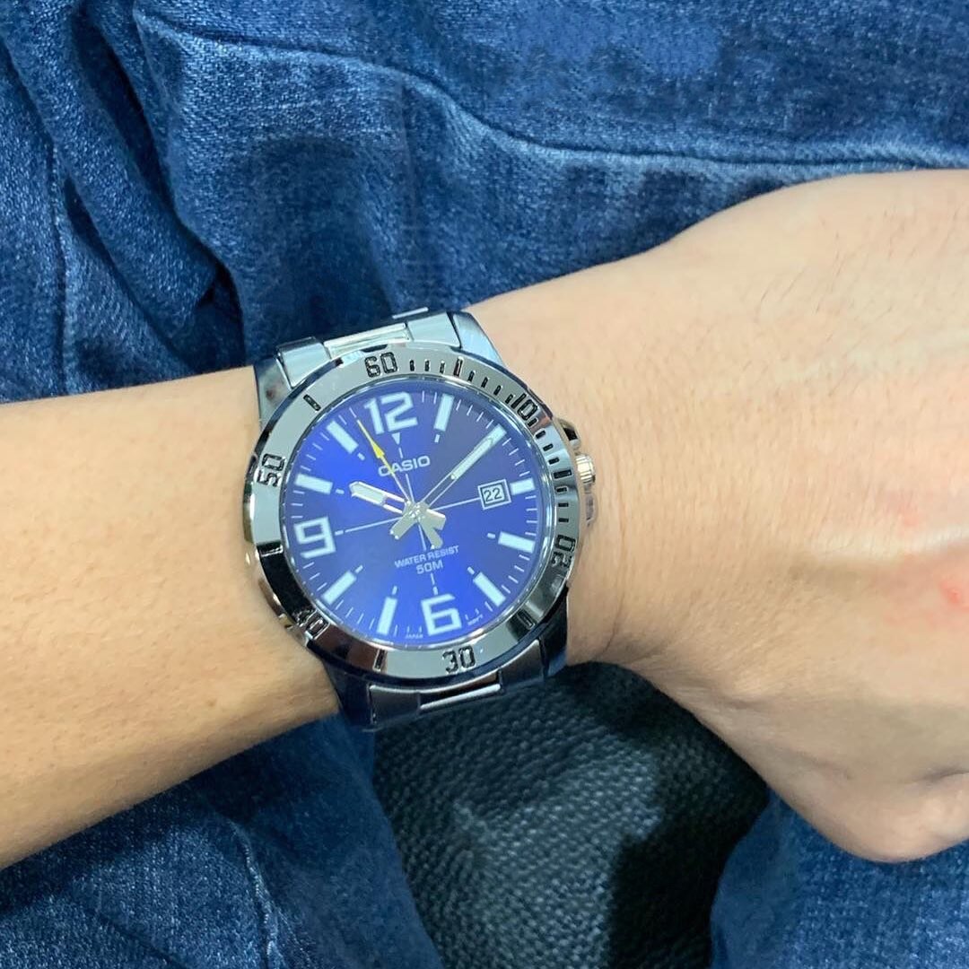 卡西欧比尔盖茨同款剑鱼 海洋之心商务防水石英表男 mtp-vd01d-2b