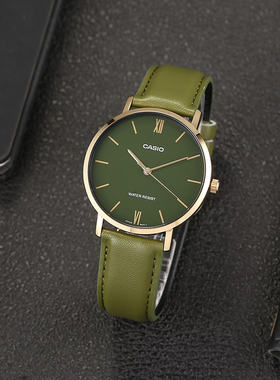 卡西欧情侣表 商务简约时尚 大表盘墨绿指针表 MTP-VT01GL-3B/1B