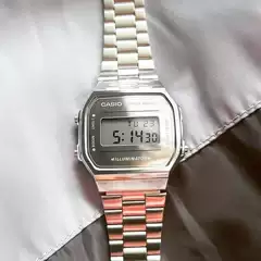 Casio Classic Small Silver Block Retro Trendy Waterproof Japanese and Korean Watch for Men and Women A168Wem-7D/2D