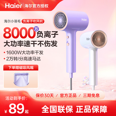海尔吹风机家用大功率旗舰负离子速干护发电吹风宿舍用学生风筒机