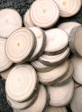 圣诞树diy配件木质底座圆形木头原木片支架扭扭棒底盘