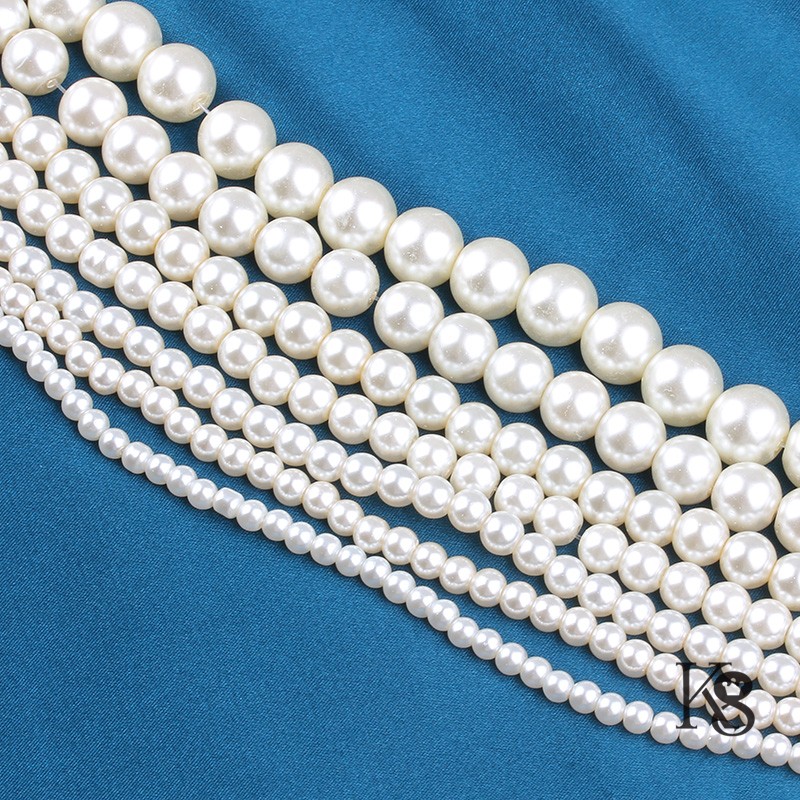 珍珠色玻璃仿珍珠直孔散珠子