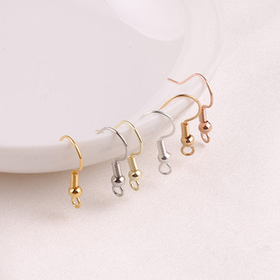 18K包金保色耳钩带珠带簧手工diy珍珠耳饰耳环坠女材料首饰品配件