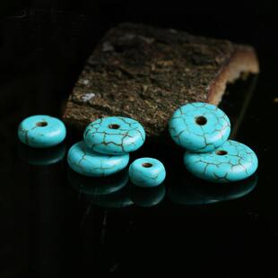 蓝绿松石算盘珠隔珠隔片垫片配珠手工文玩佛珠菩提配件手串饰品