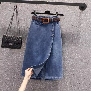 裙裤 上衣女夏高级感配半身裙假两件牛仔连衣裙 减龄漂亮洋气质套装