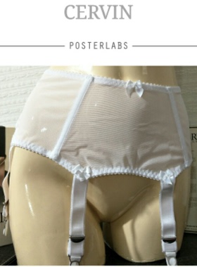 现货法国CERVIN Boetie黑 白弹力网纱软龙骨性感6勾金属扣吊袜带