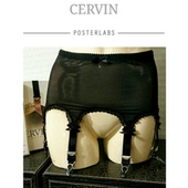 现货法国CERVIN性感Cheverny一片式 弹力网纱6钩金属扣收腹吊袜带