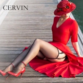 法国CERVIN Caprice 15D超薄性感窄边袜口复古纯尼龙无弹力吊带袜