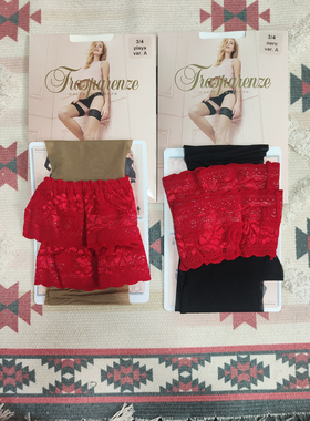 意大利Trasparenze丝感脚尖加固20D薄款防滑长筒袜本命年红色Rosy