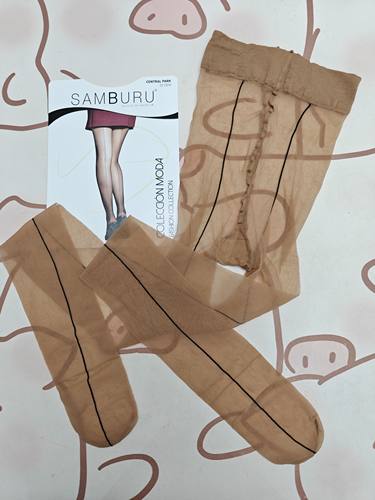 停产西班牙CdR 22D CENTRAL PARK丝感中缝 透趾黑竖线连裤袜59533