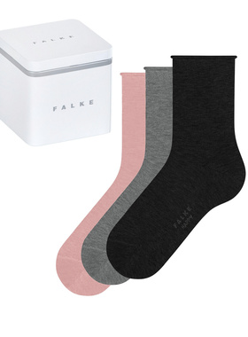 3双装FALKE德国进口Happy Box 3P卷边女士休闲商务短袜棉袜49151